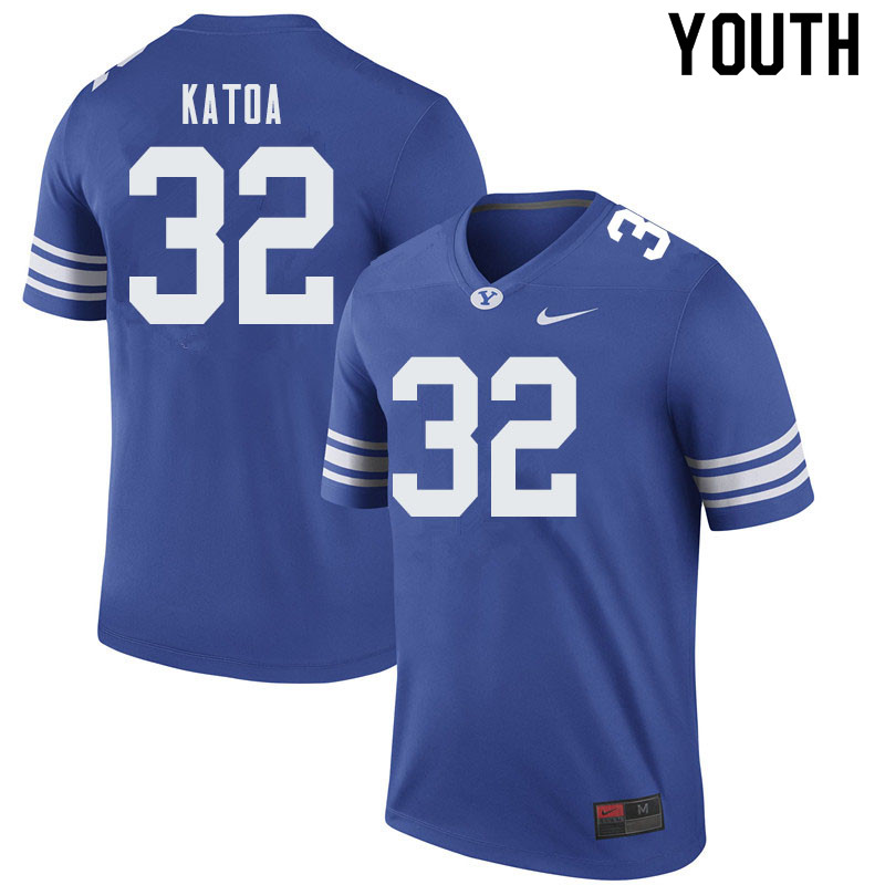 Youth #32 Zach Katoa BYU Cougars College Football Jerseys Sale-Royal